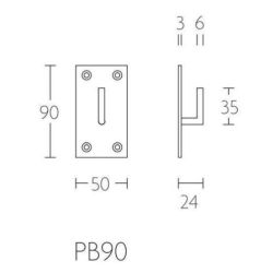 Piet Boon PB90 jashaak medium 50x90x3mm mat RVS