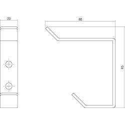 Projecthaak 695012 gebogen RVS