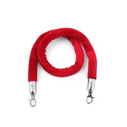 Koord van velours tbv afzetpaal - chroom/rood