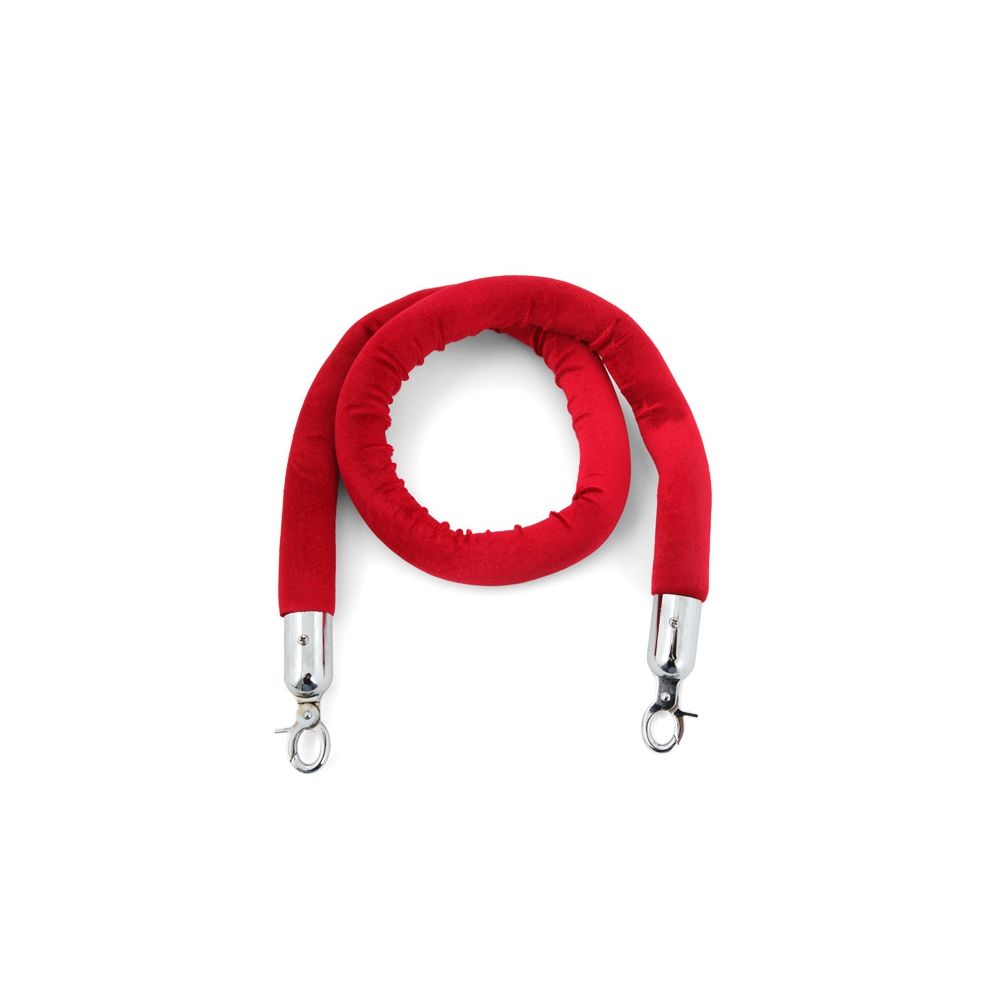 Koord van velours tbv afzetpaal - chroom/rood