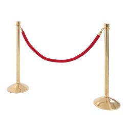 Koord van velours tbv afzetpaal - messing/rood