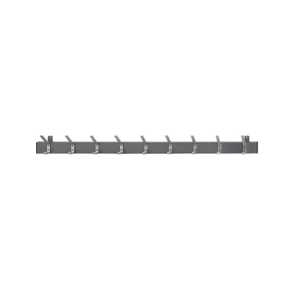 Basic wandkapstok 138cm met 9 dubbele haken - grijs