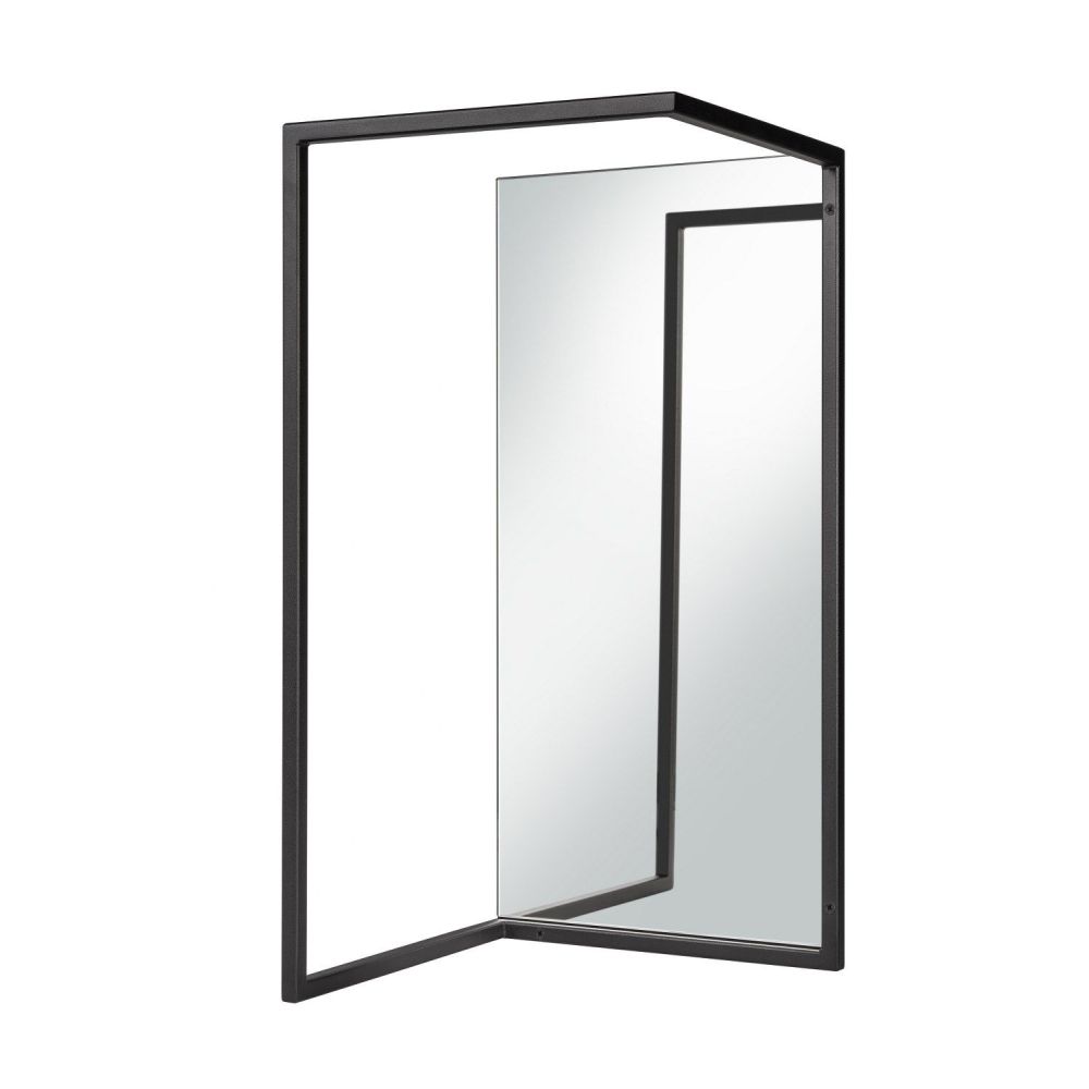 Functionals Frame S wandkapstok met spiegel - zwart