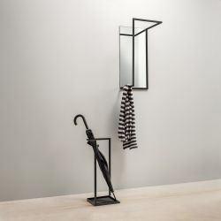 Functionals Frame S wandkapstok met spiegel - zwart