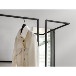 Functionals Frame S wandkapstok met spiegel - zwart