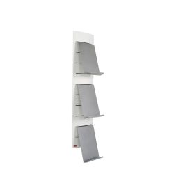 Functionals Toro W brochurehouder wandmodel - wit/aluminiumgrijs