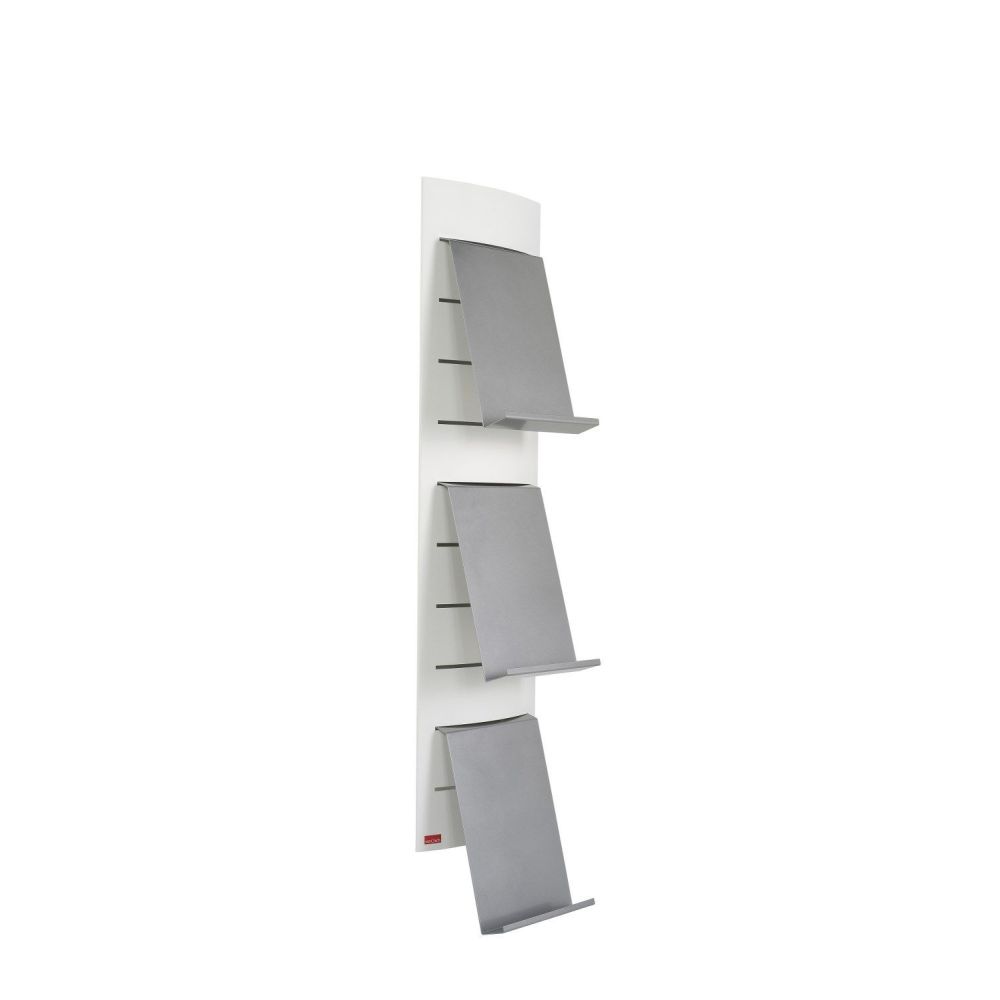 Functionals Toro W brochurehouder wandmodel - wit/aluminiumgrijs
