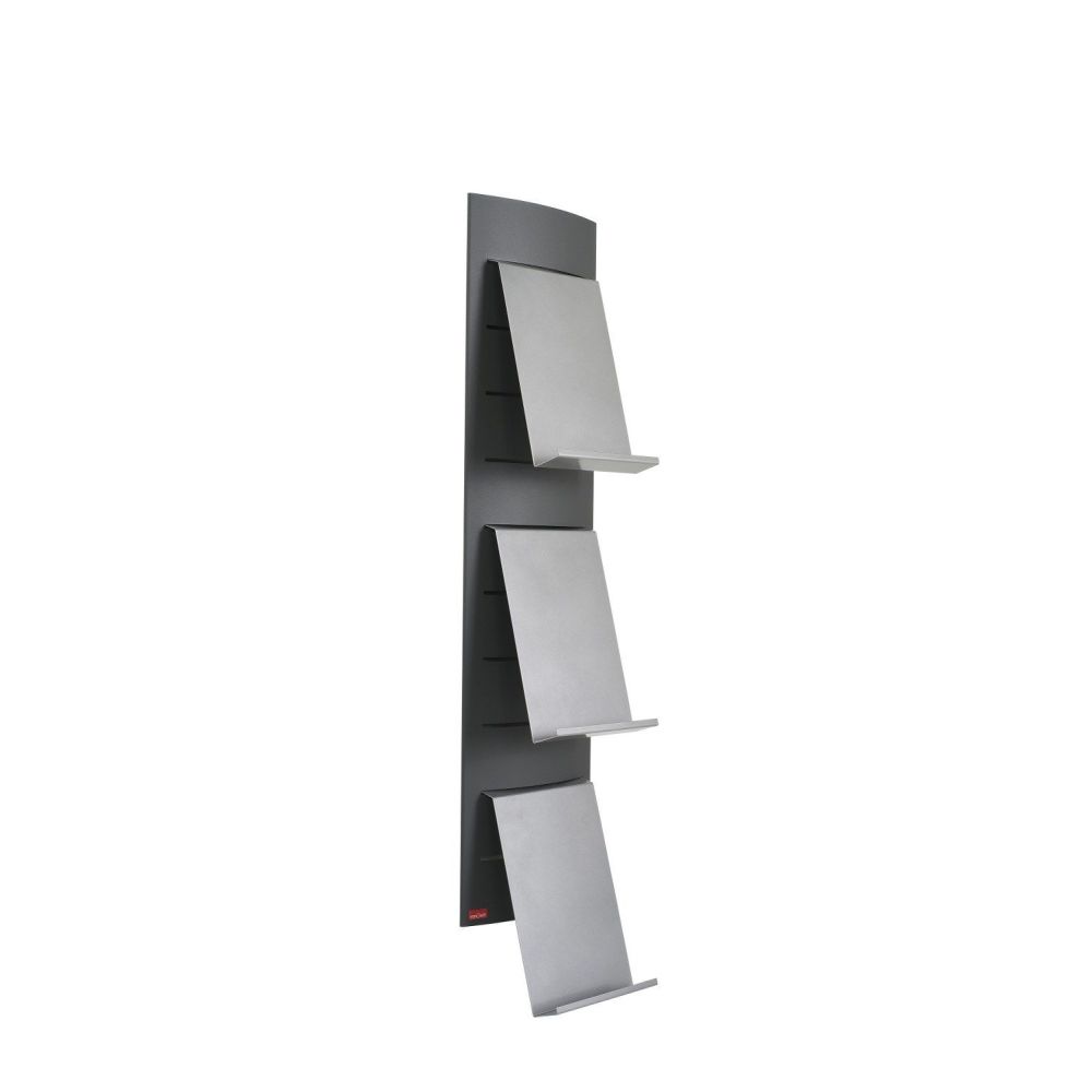 Functionals Toro W brochurehouder wandmodel - donkergrijs/aluminiumgrijs
