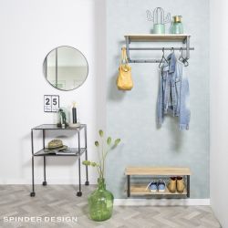 Spinder Design wandkapstok Marco - zwart/eikenhout