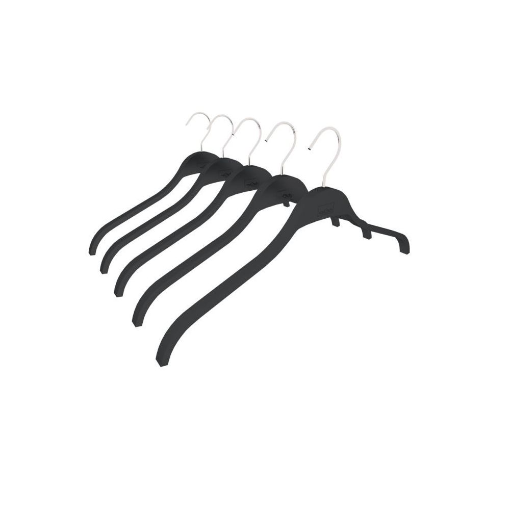 Functionals Grip soft touch kledinghanger (set van 5 stuks) - zwart 