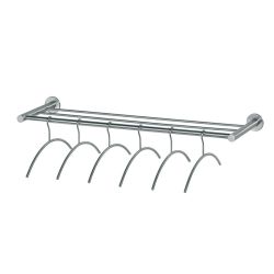 Garderobe 1 meter met 6 kledinghangers RVS