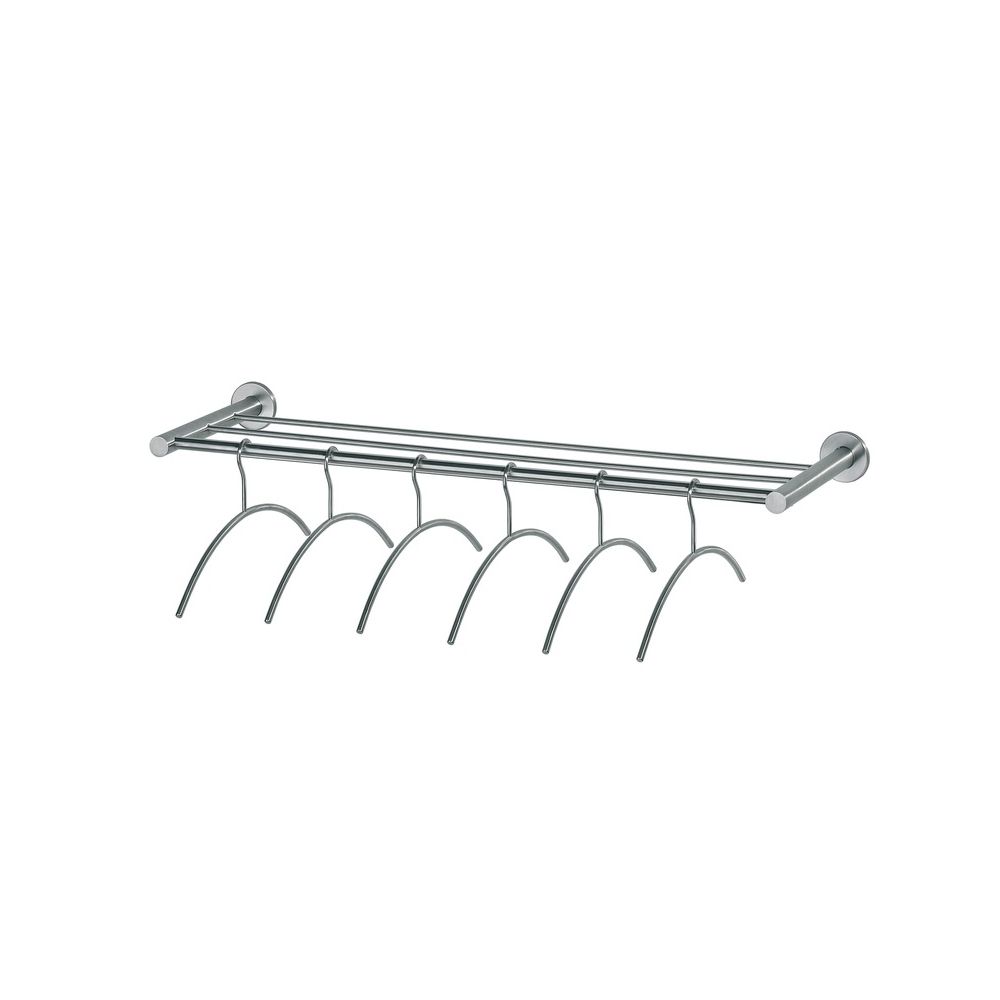 Garderobe 1 meter met 6 kledinghangers RVS