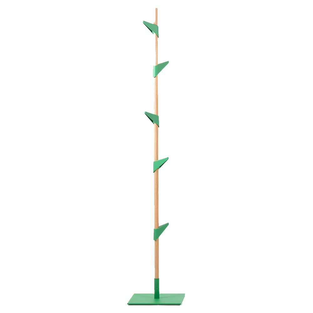 Cascando staande eikenhout kapstok Bamboo 1 - groene haken