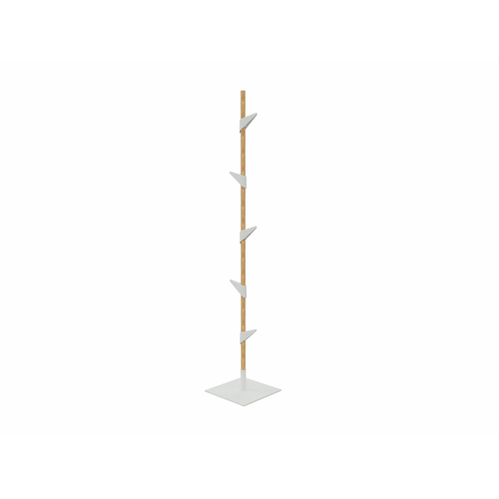 Cascando staande eikenhout kapstok Bamboo 1 - witte haken