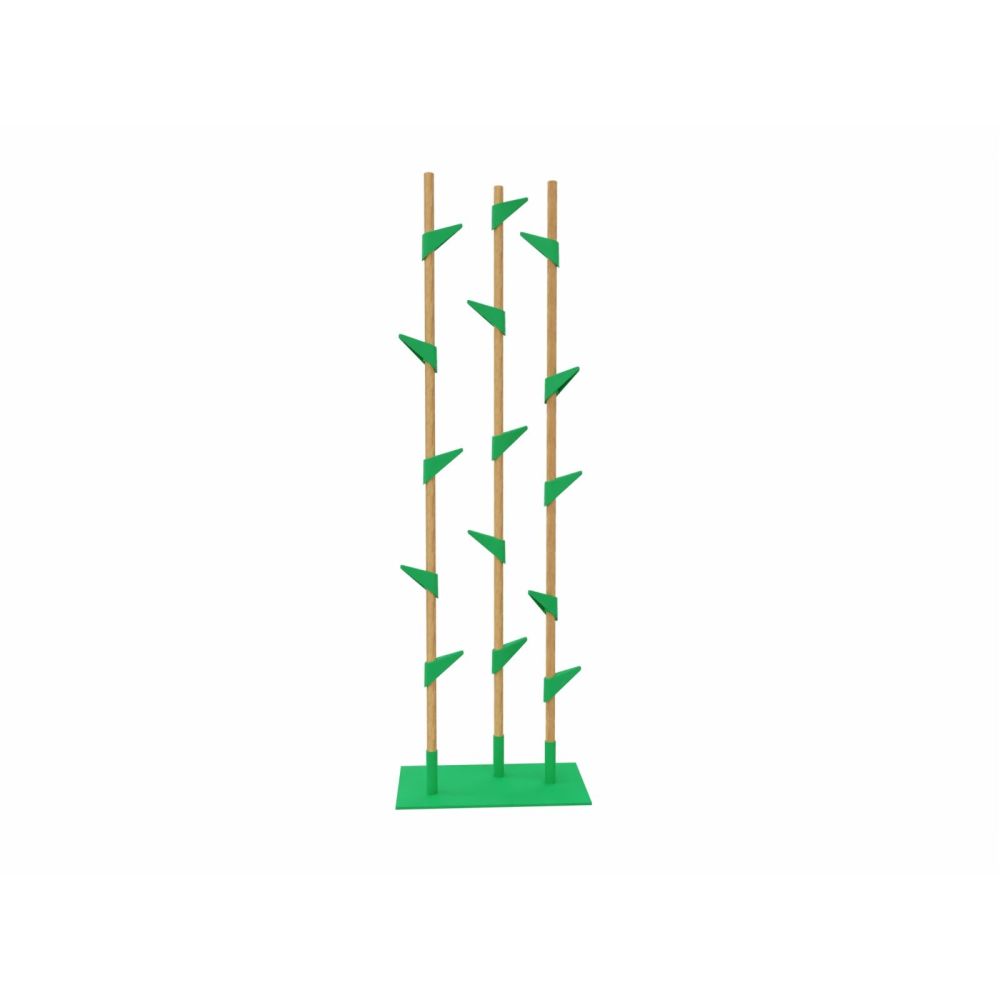 Cascando staande eikenhout kapstok Bamboo 3 - groene haken