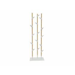 Cascando staande eikenhout kapstok Bamboo 3 - witte haken