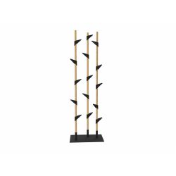 Cascando staande eikenhout kapstok Bamboo 3 - zwarte haken