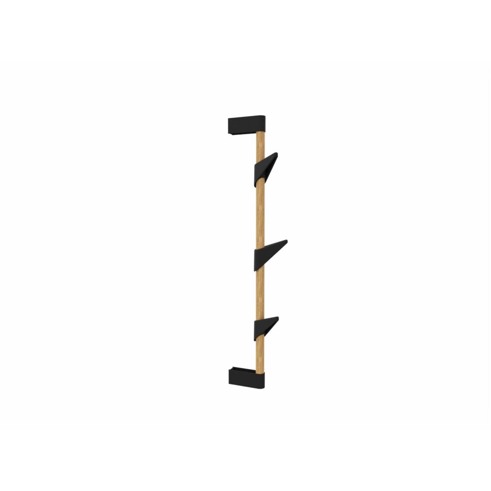Cascando wandkapstok Bamboo wall 3 eikenhout - zwarte haken