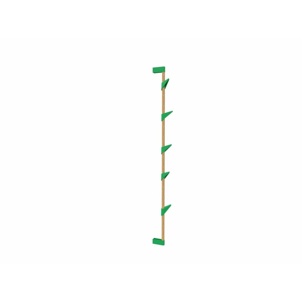Cascando wandkapstok Bamboo wall 5 eikenhout - groene haken