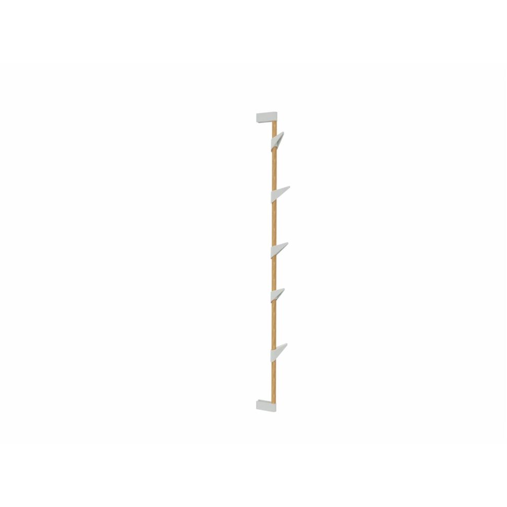 Cascando wandkapstok Bamboo wall 5 eikenhout - witte haken