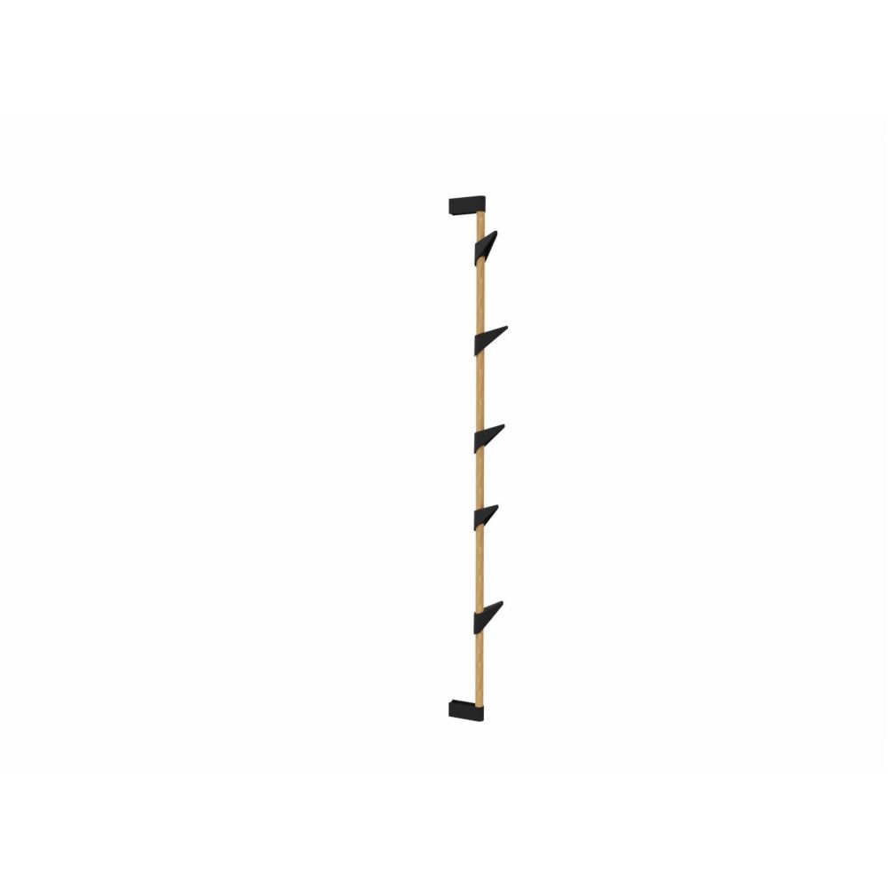 Cascando wandkapstok Bamboo wall 5 eikenhout - zwarte haken