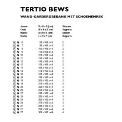 Functionals Tertio BEWS wand-garderobebank met schoenenrek