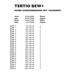 Functionals Tertio BEW+ wand-garderobebank met tassenrek