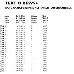 Functionals Tertio BEWS+ wand-garderobebank met tassen- en schoenenrek