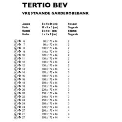 Functionals Tertio BEV vrijstaande garderobebank