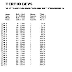 Functionals Tertio BEVS vrijstaande garderobebank met schoenenrek
