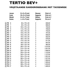 Functionals Tertio BEV+ vrijstaande garderobebank met tassenrek