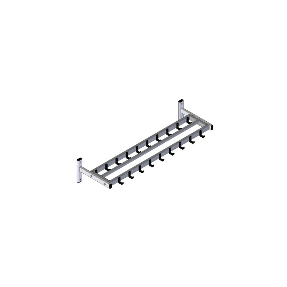Basic HIQ wandgarderobe met 19 haken - grijs/zwart