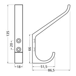 Kapstokhaak gebogen - aluminium