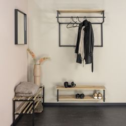 Spinder Design Rizzoli XL (100 cm) wandkapstok - zwart/eikenhout